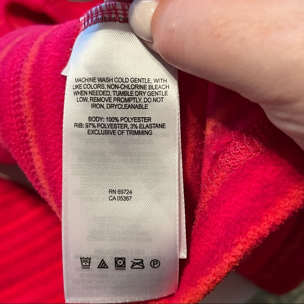 Columbia Womens Size Large Pink Orange Stripe Quarter Zip Fleece Pullover Jacket - Picture 3 of 10